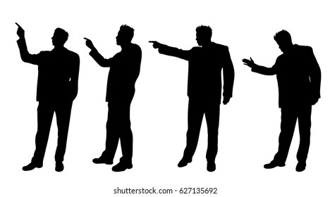 Vector silhouette of man on white background.