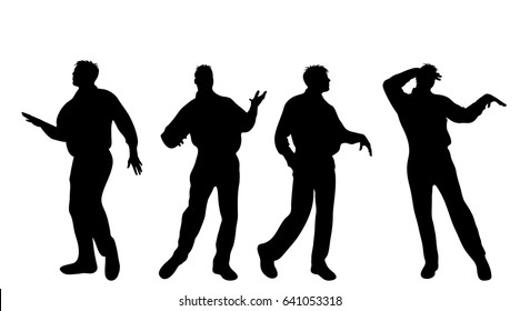 Vector silhouette of man on white background.