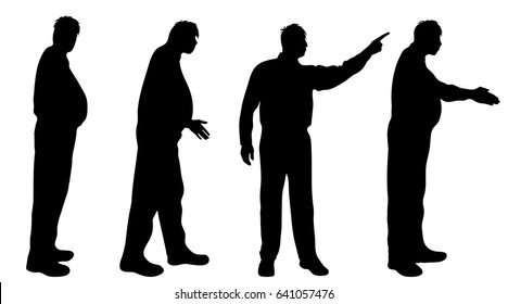 Vector silhouette of man on white background.