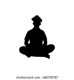 Vector silhouette of a man on white background.