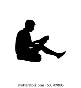 Vector silhouette of a man on white background.