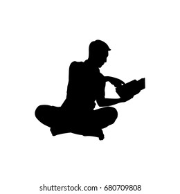 Vector silhouette of a man on white background.