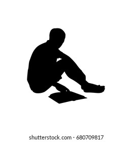 Vector silhouette of a man on white background.