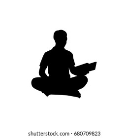 Vector silhouette of a man on white background.