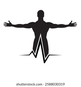 vector silhouette of man with open arms