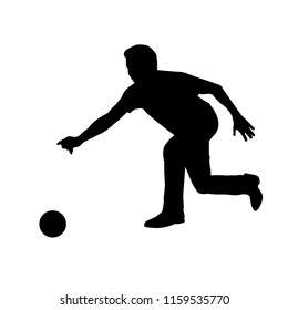 vector of silhouette man playing bowling