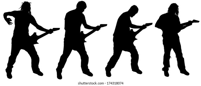 vector silhouette of a man playing guitar