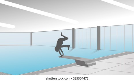 vector silhouette of man in the pool