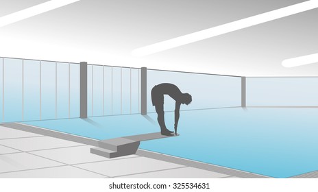 vector silhouette of man in the pool