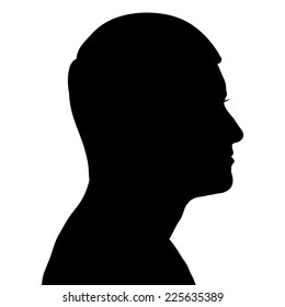 Silueta vectorial de un hombre de perfil en un fondo blanco.
