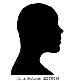 Vector silhouette of a man in profile on a white background.
