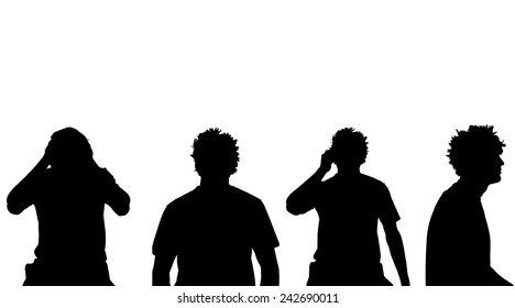 Vector silhouette of a man in profile on a white background.