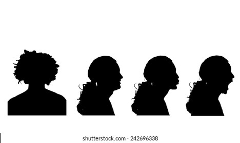 Vector silhouette of a man in profile on a white background.