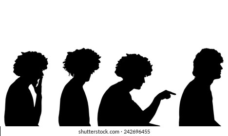 Vector silhouette of a man in profile on a white background.