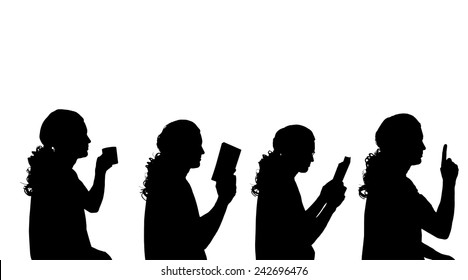 Vector silhouette of a man in profile on a white background.