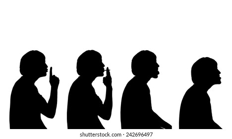 Vector silhouette of a man in profile on a white background.