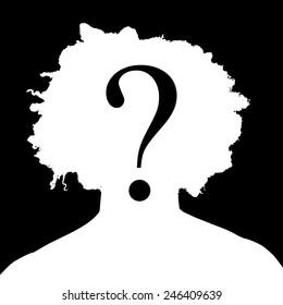 Vector silhouette of a man in profile on a black background.