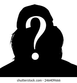 Vector silhouette of a man in profile on a white background.