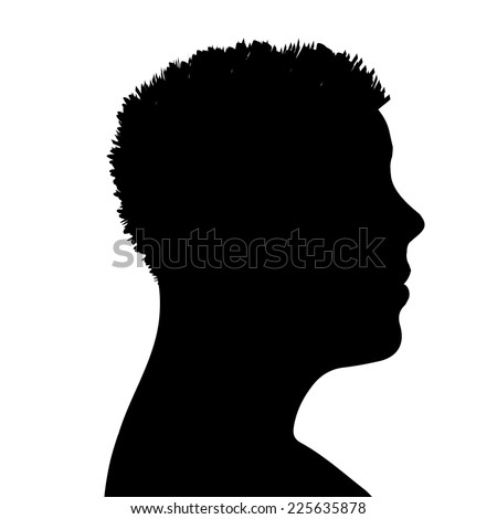 Vector silhouette of a man in profile on a white background.