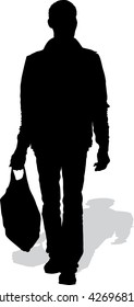 Vector silhouette of the man with purchases