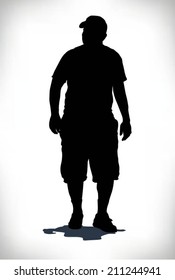 vector of silhouette of a man in shorts standing