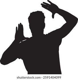 vector; silhouette; of man showing framing