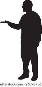  vector; silhouette of a man showing his palm and looking straight ahead