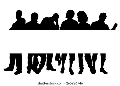 Vector silhouette of a man with a sign for text.