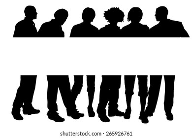 Vector silhouette of a man with a sign for text.