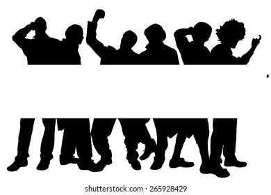 Vector silhouette of a man with a sign for text.