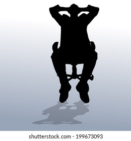 Vector silhouette of man sitting on a chair.