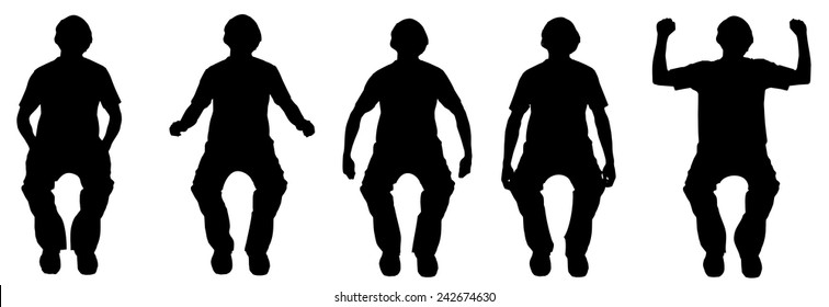 Vector silhouette of a man sitting on a white background.
