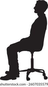 vector; silhouette of a man sitting on chair 