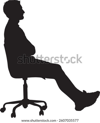 vector; silhouette of a man sitting on chair arms crossed