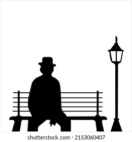 Vector Silhouette Man Sitting Park On Stock Vector (Royalty Free ...