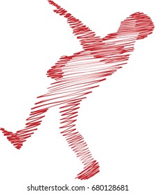 Vector silhouette of man slipping and falling on white background