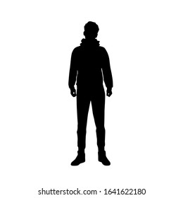 Vector silhouette of a man standing, black color, isolated on a white background