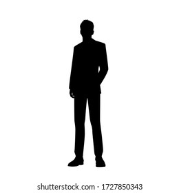 Vector silhouette of a man standing, black color, isolated on a white background