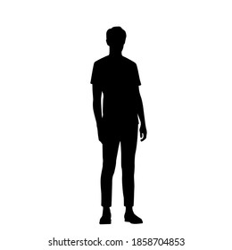 Vector silhouette of a man standing, black color, isolated on a white background