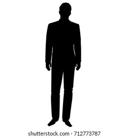 Vector silhouette of a man standing, black color, isolated on white background