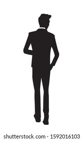 Vector Silhouette of a man standing or a business people isolated on a white background