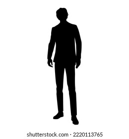 Vector silhouette of man  standing, business people, black color,  isolated on white background