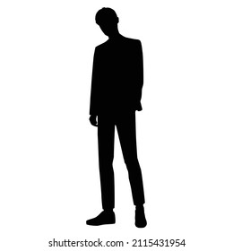 Vector silhouette of a man standing, businessman, black color, isolated on a white background