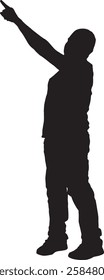 vector; silhouette; man standing pointing up