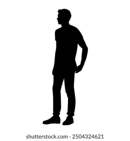 Vektorsilhouette des Menschen, stehend, Profil, Geschäftsleute, schwarze Farbe, einzeln auf weißem Hintergrund