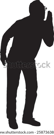 vector; silhouette; man standing screaming