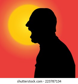 Vector silhouette of a man at sunset.