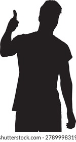 vector, silhouette of a man thumps up