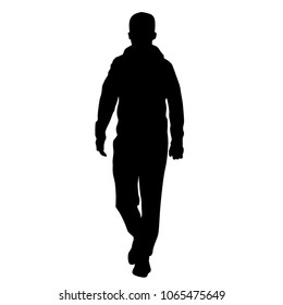 Vector silhouette of man  walking, business people, black color,  isolated on white background