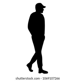 Vector silhouette of man  walking, business people, black color,  isolated on white background